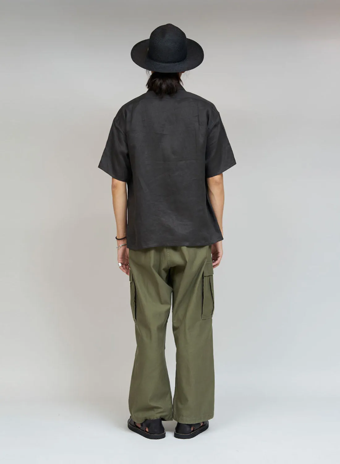 Open Collar Shirt Linen Twill in Charcoal sold by Nigel Cabourn product image thumbnail 5