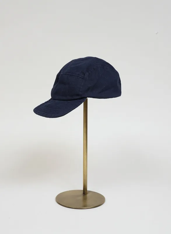 5 Panel Cap Heavy Cotton in Black Navy sold by Nigel Cabourn
