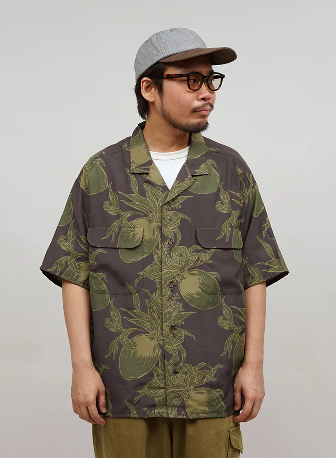 Open Collar Shirt Bihar Mango in Grey sold by Nigel Cabourn product image thumbnail 3