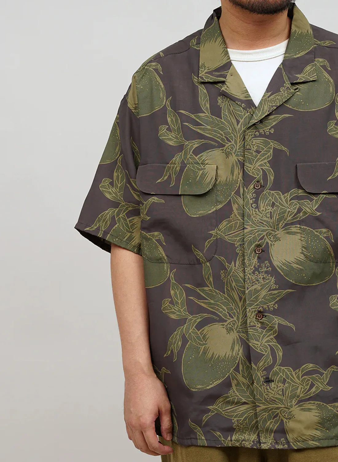 Open Collar Shirt Bihar Mango in Grey sold by Nigel Cabourn product image thumbnail 4