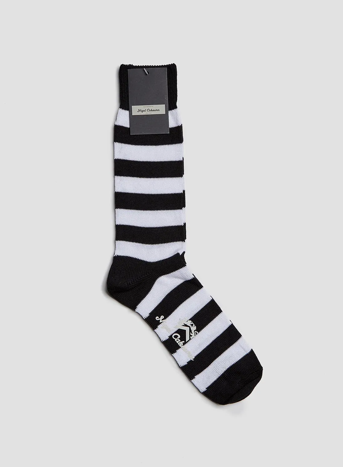 Cotton Stripe Socks in Navy/White sold by Nigel Cabourn