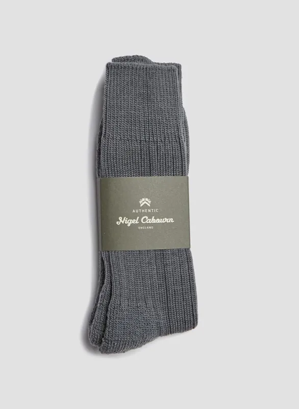 Wool Cushion Sole Crew Sock in Grey made by Nigel Cabourn