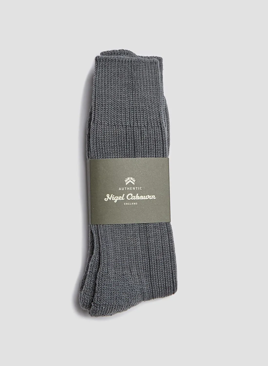 Wool Cushion Sole Crew Sock in Grey sold by Nigel Cabourn