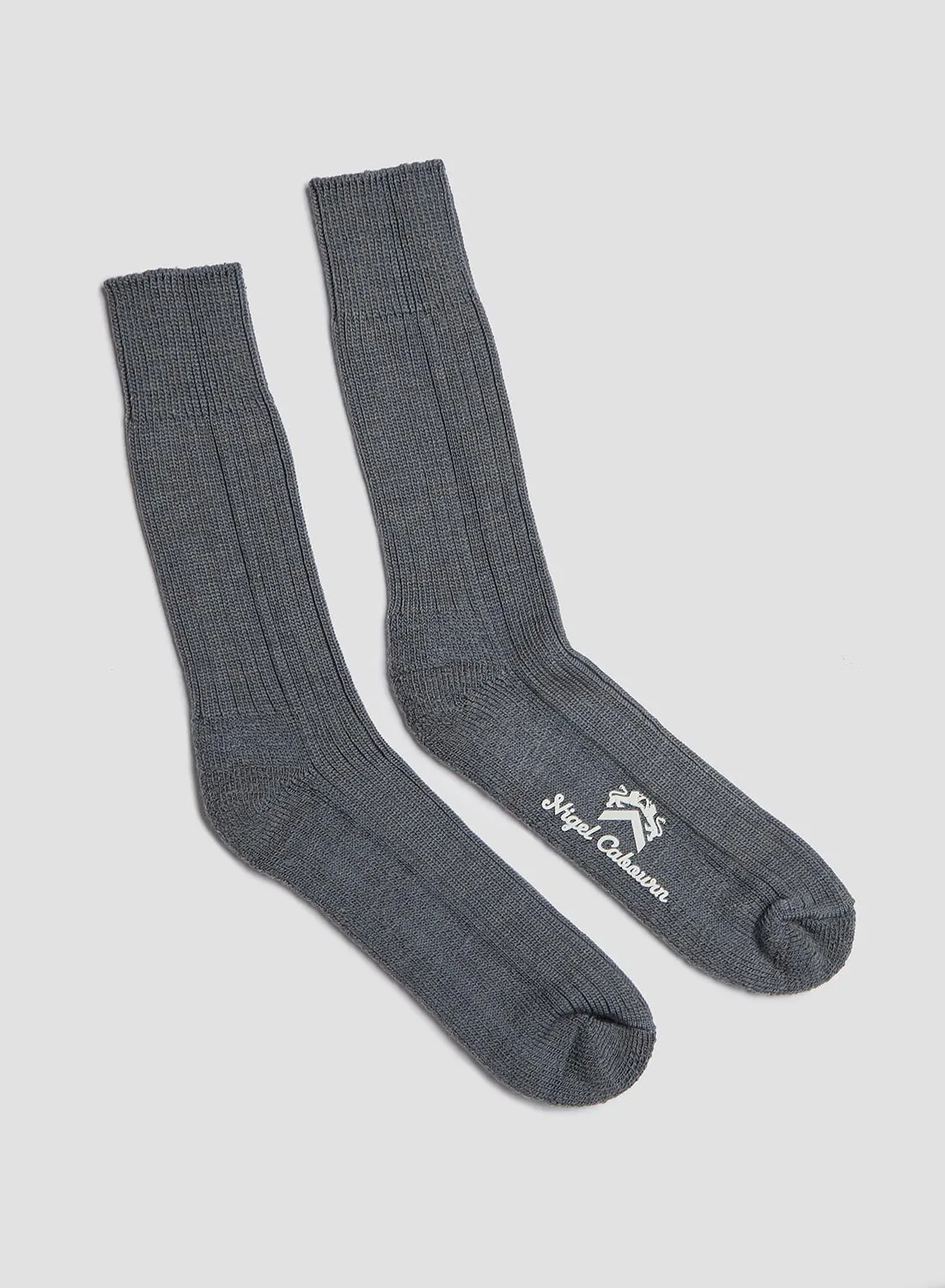 Wool Cushion Sole Crew Sock in Grey sold by Nigel Cabourn product image thumbnail 2