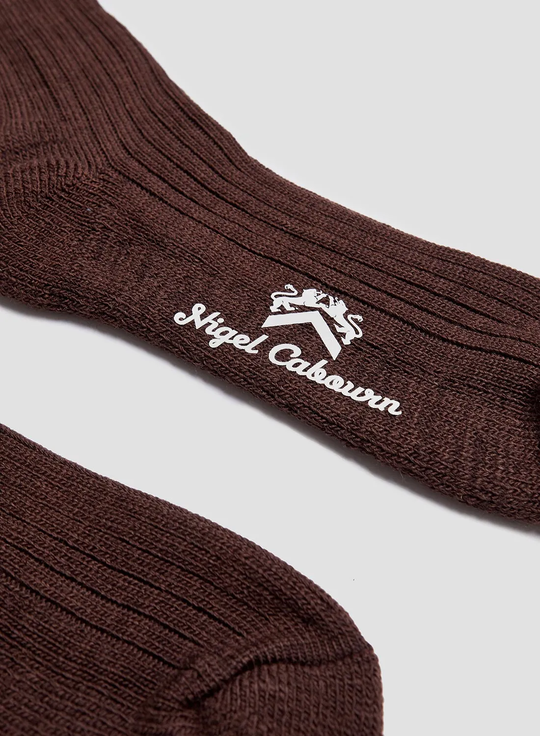 Wool Cushion Sole Crew Sock in Brown sold by Nigel Cabourn product image thumbnail 3