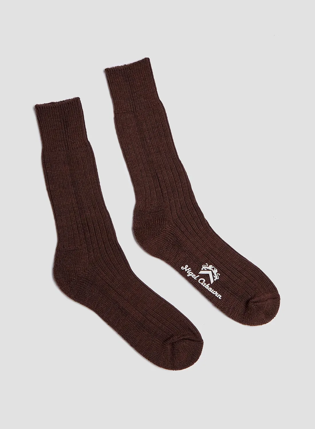 Wool Cushion Sole Crew Sock in Brown sold by Nigel Cabourn product image thumbnail 2