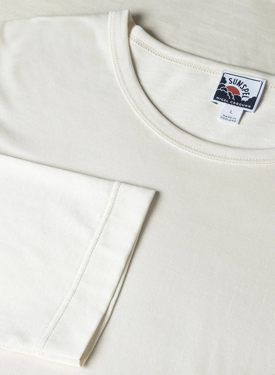 Nigel Cabourn x Sunspel Long Sleeve Pocket T-Shirt in Stone White sold by Nigel Cabourn product image thumbnail 2