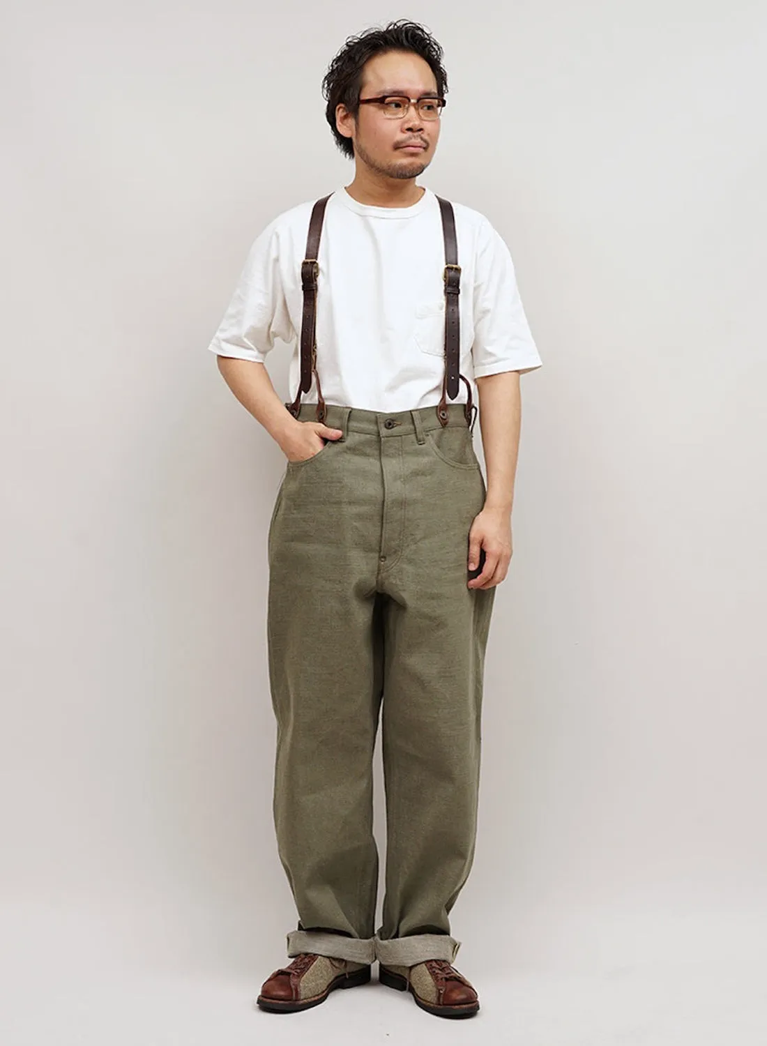 Railman Denim Pant in Green sold by Nigel Cabourn product image thumbnail 3