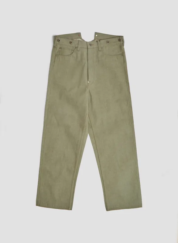 Railman Denim Pant in Green sold by Nigel Cabourn