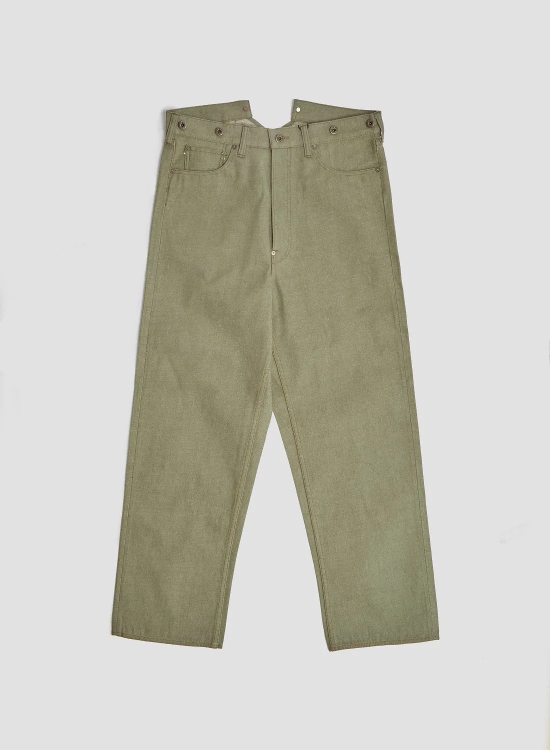 Railman Denim Pant in Green sold by Nigel Cabourn