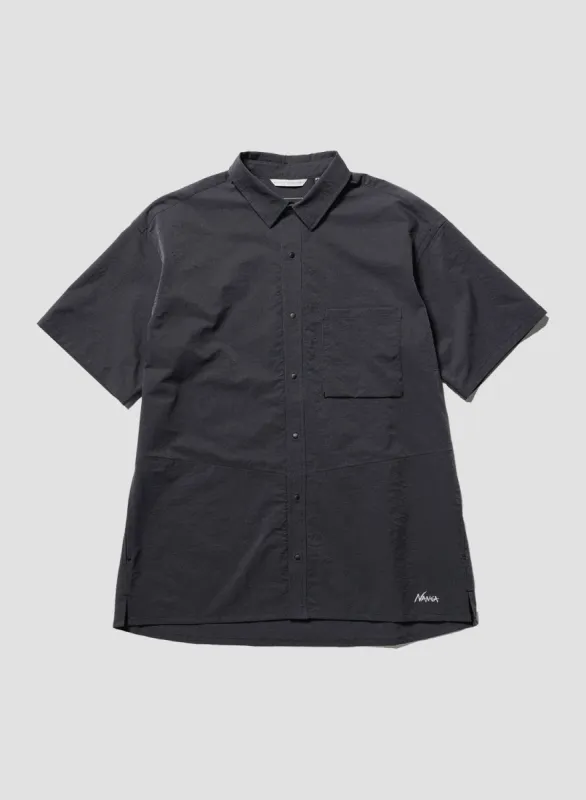 Nanga Air Cloth Comfy S/S Shirt in Black sold by Nigel Cabourn