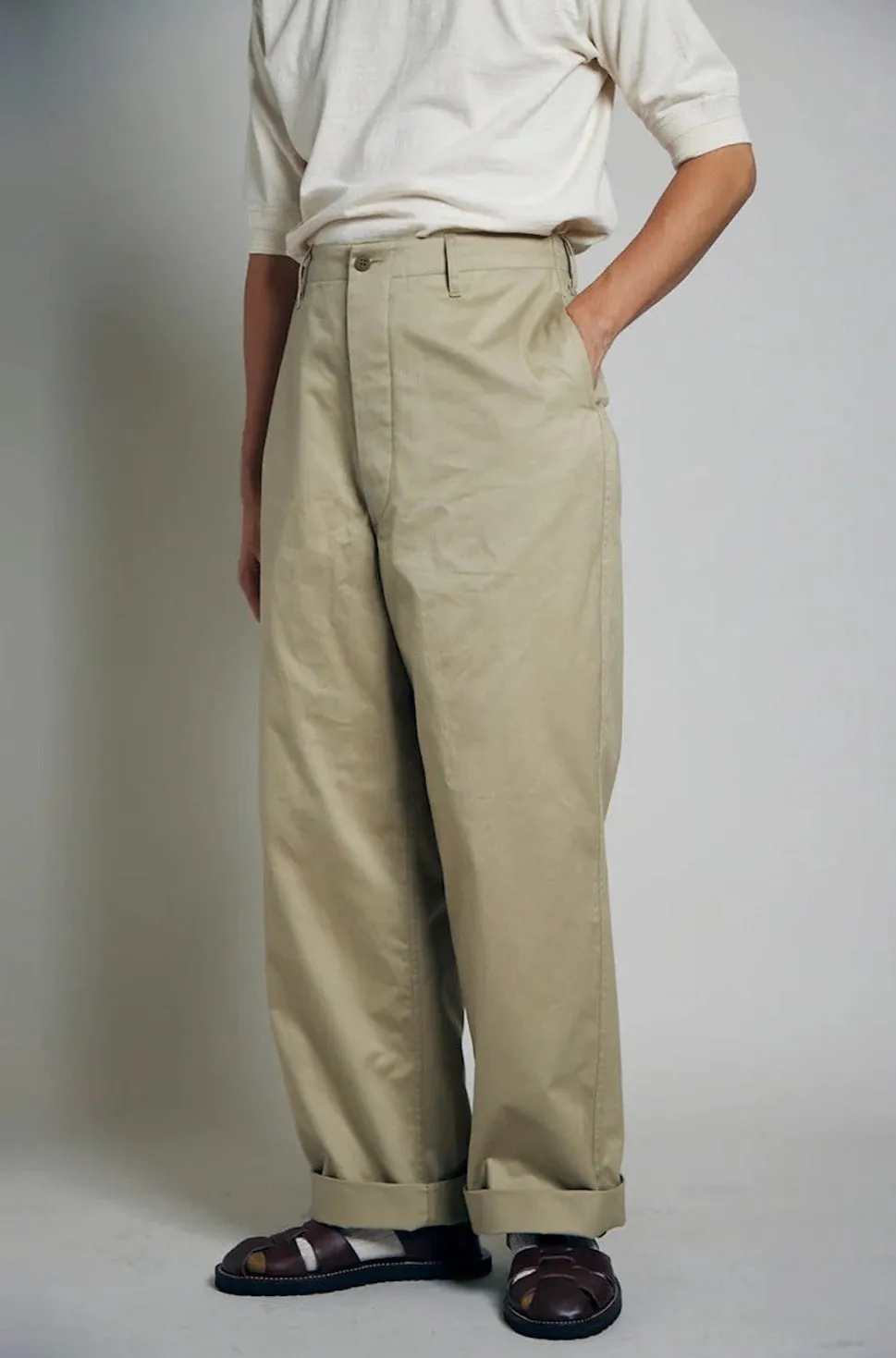 New Basic Chino Pant in Light Beige sold by Nigel Cabourn product image thumbnail 2