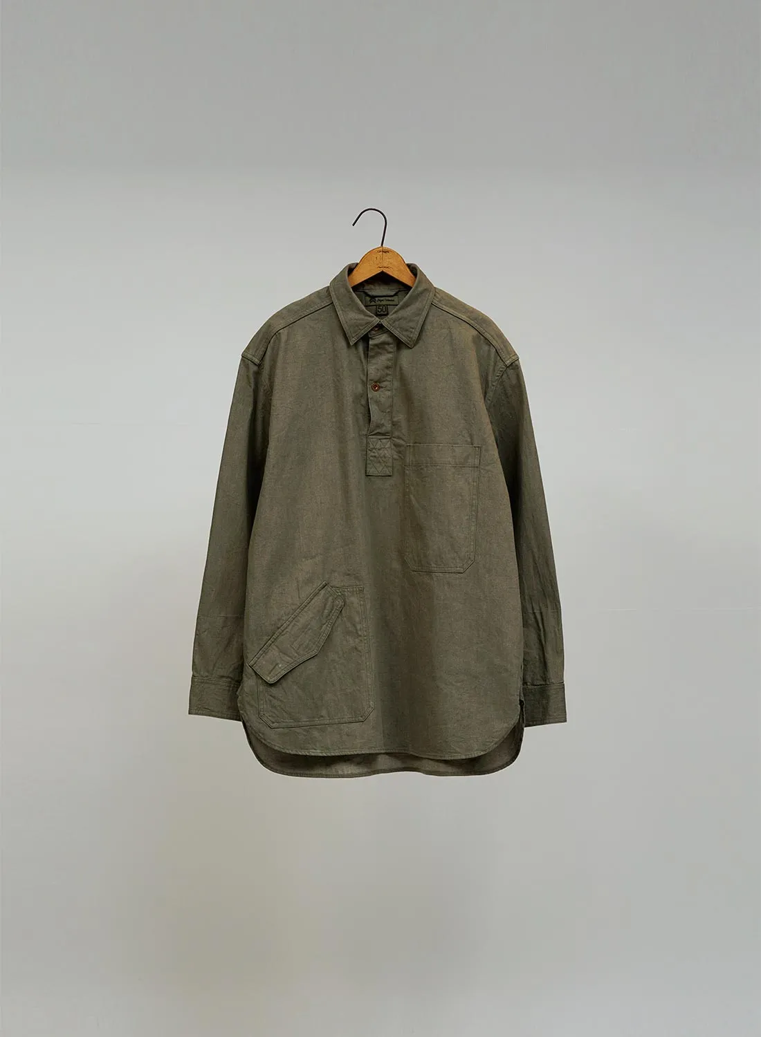 Pullover Shirt 10oz Denim in Green sold by Nigel Cabourn
