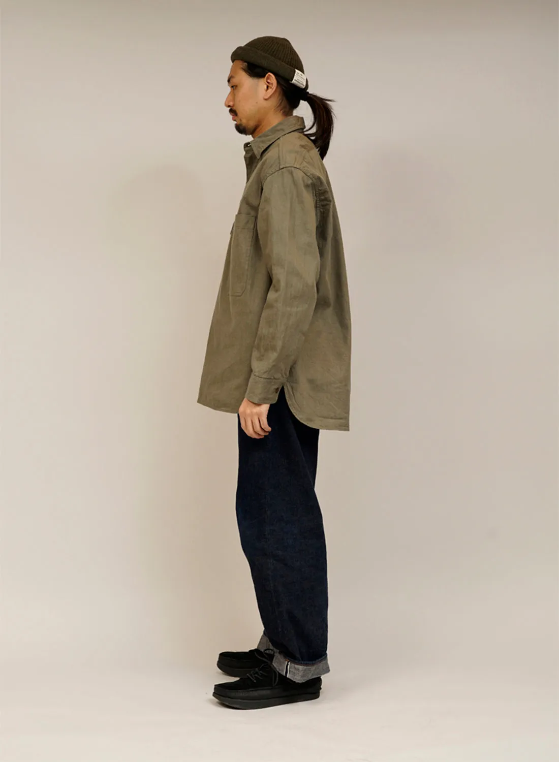 Pullover Shirt 10oz Denim in Green sold by Nigel Cabourn product image thumbnail 3