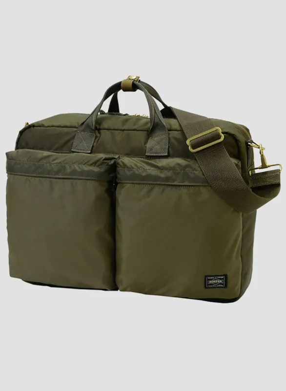 Porter-Yoshida & Co Force 3Way Briefcase in Olive Drab made by Nigel Cabourn