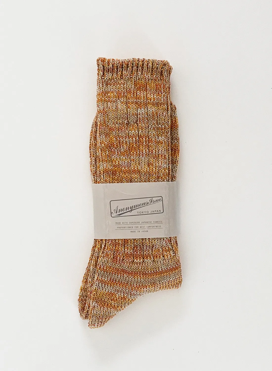 Anonymous Ism 5 Colour Mix Crew Sock in Gold sold by Nigel Cabourn