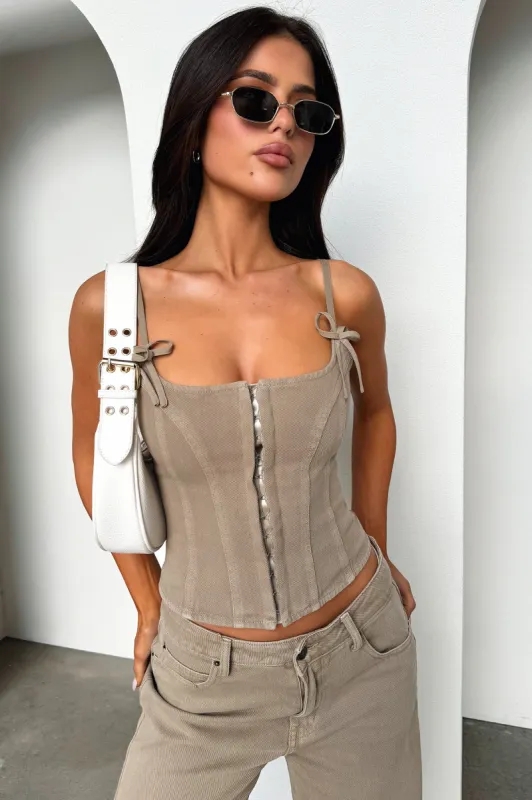 Lioness Charismatic Denim Corset - Stone sold by Thats So Fetch