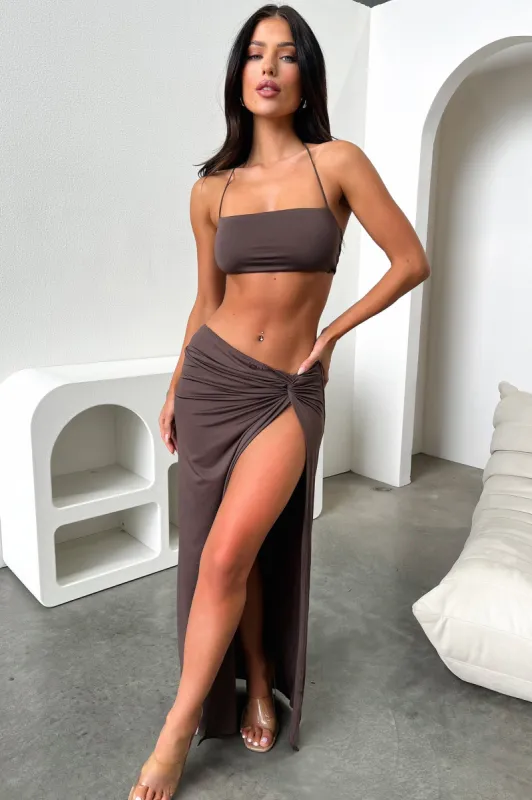 Victoria Maxi Skirt - Dark Brown sold by Thats So Fetch