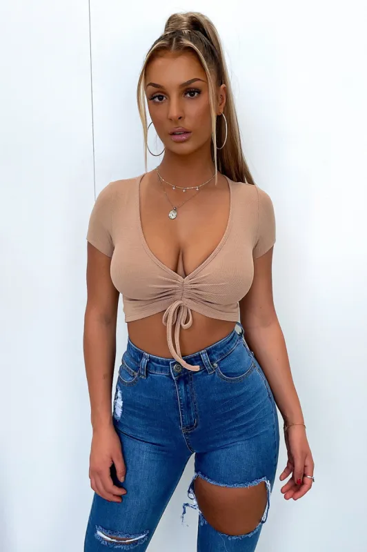 Santana Short Sleeve Crop - Chocolate sold by Thats So Fetch