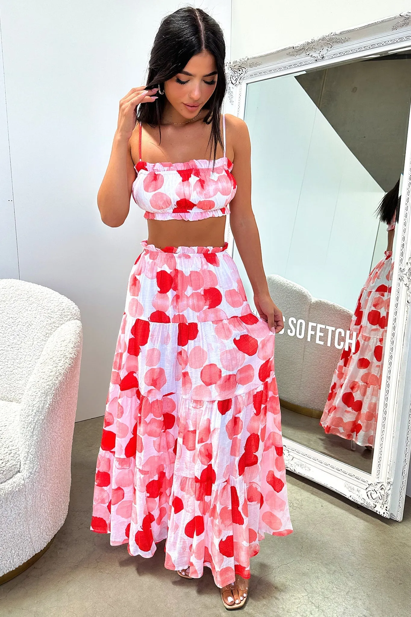 Selina Crop - Red / White Print sold by Thats So Fetch product image thumbnail 4