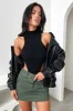 Zeroni Faux Leather Bomber Jacket - Black sold by Thats So Fetch