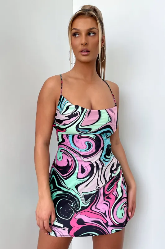Tayla Dress - Black Swirl Print sold by Thats So Fetch