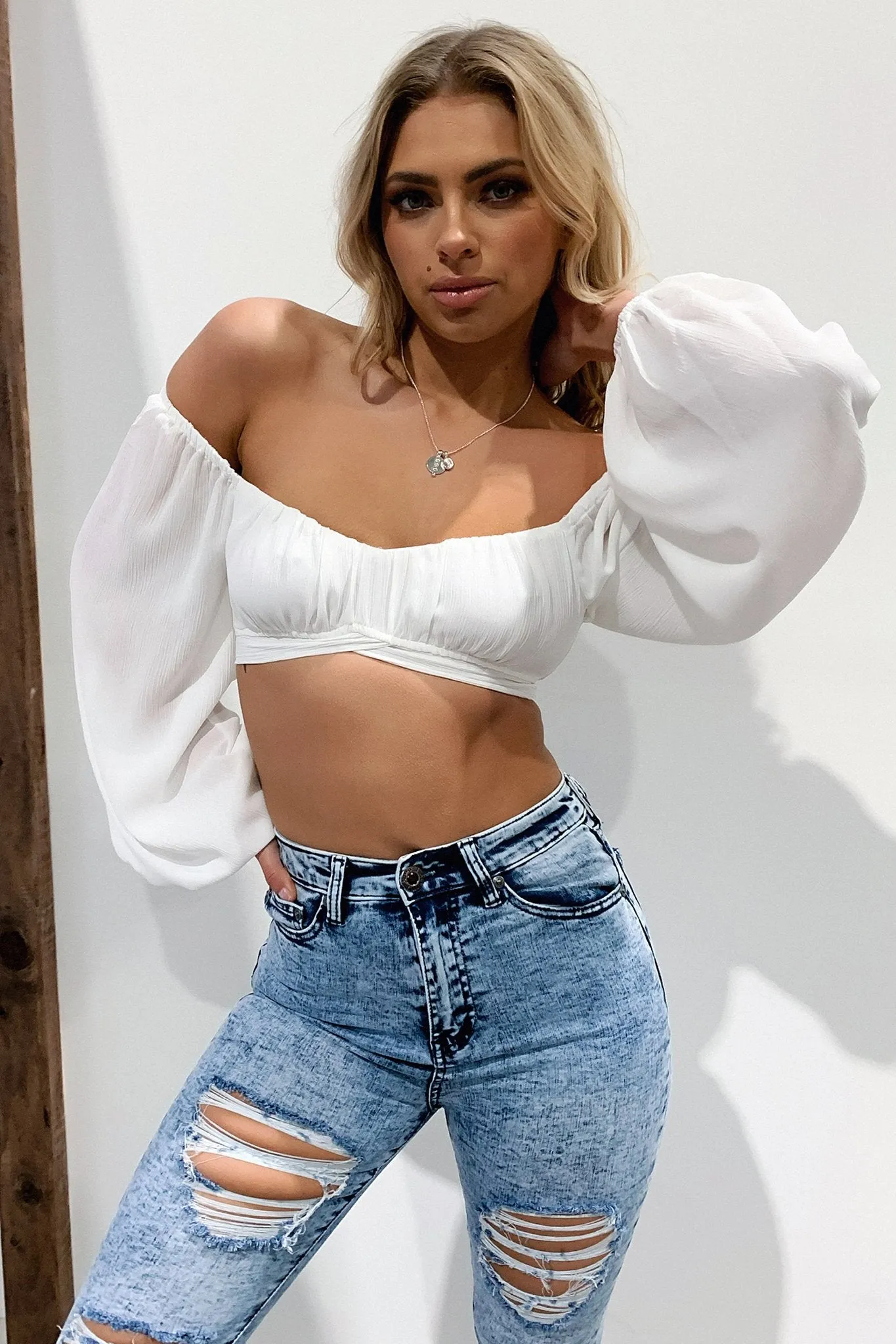 Rio Long Sleeve Crop - White sold by Thats So Fetch product image thumbnail 4