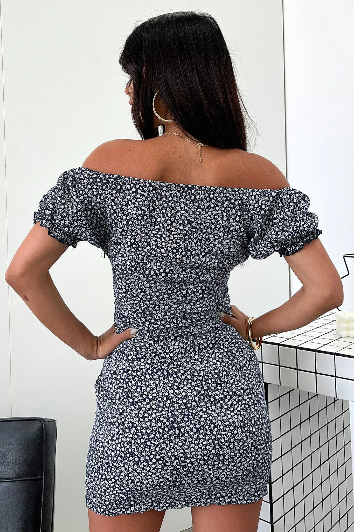 Alma Dress - White/Navy Floral sold by Thats So Fetch product image thumbnail 4