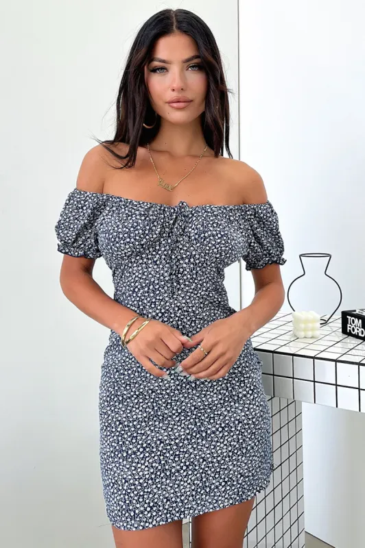 Alma Dress - White/Navy Floral sold by Thats So Fetch