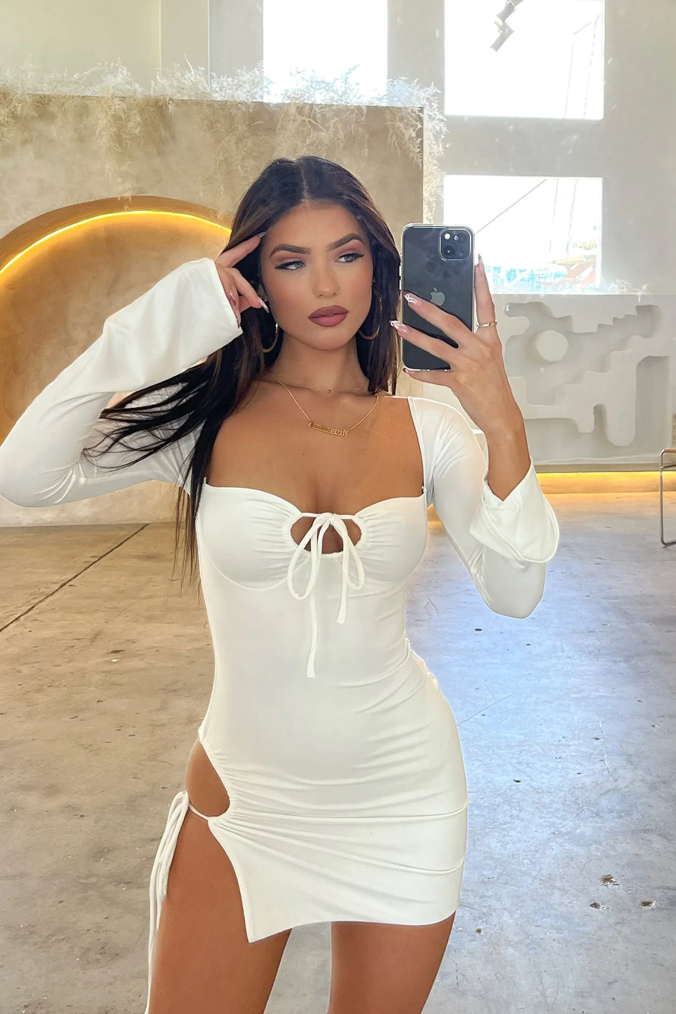 Noor Mini Dress - White sold by Thats So Fetch product image thumbnail 5