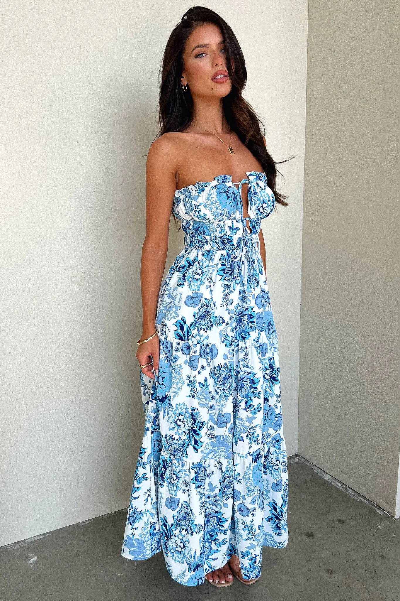 Skain Maxi Dress - Blue Floral sold by Thats So Fetch product image thumbnail 2