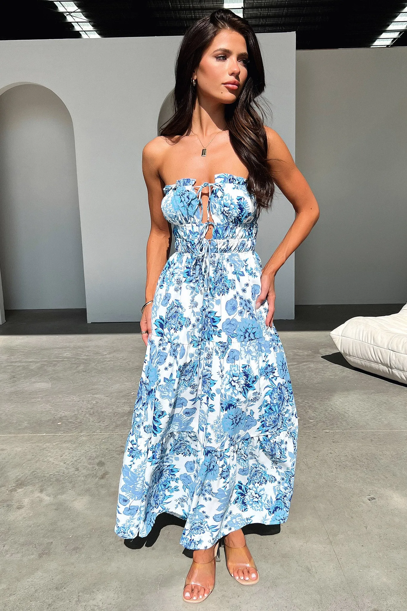 Skain Maxi Dress - Blue Floral sold by Thats So Fetch product image thumbnail 3
