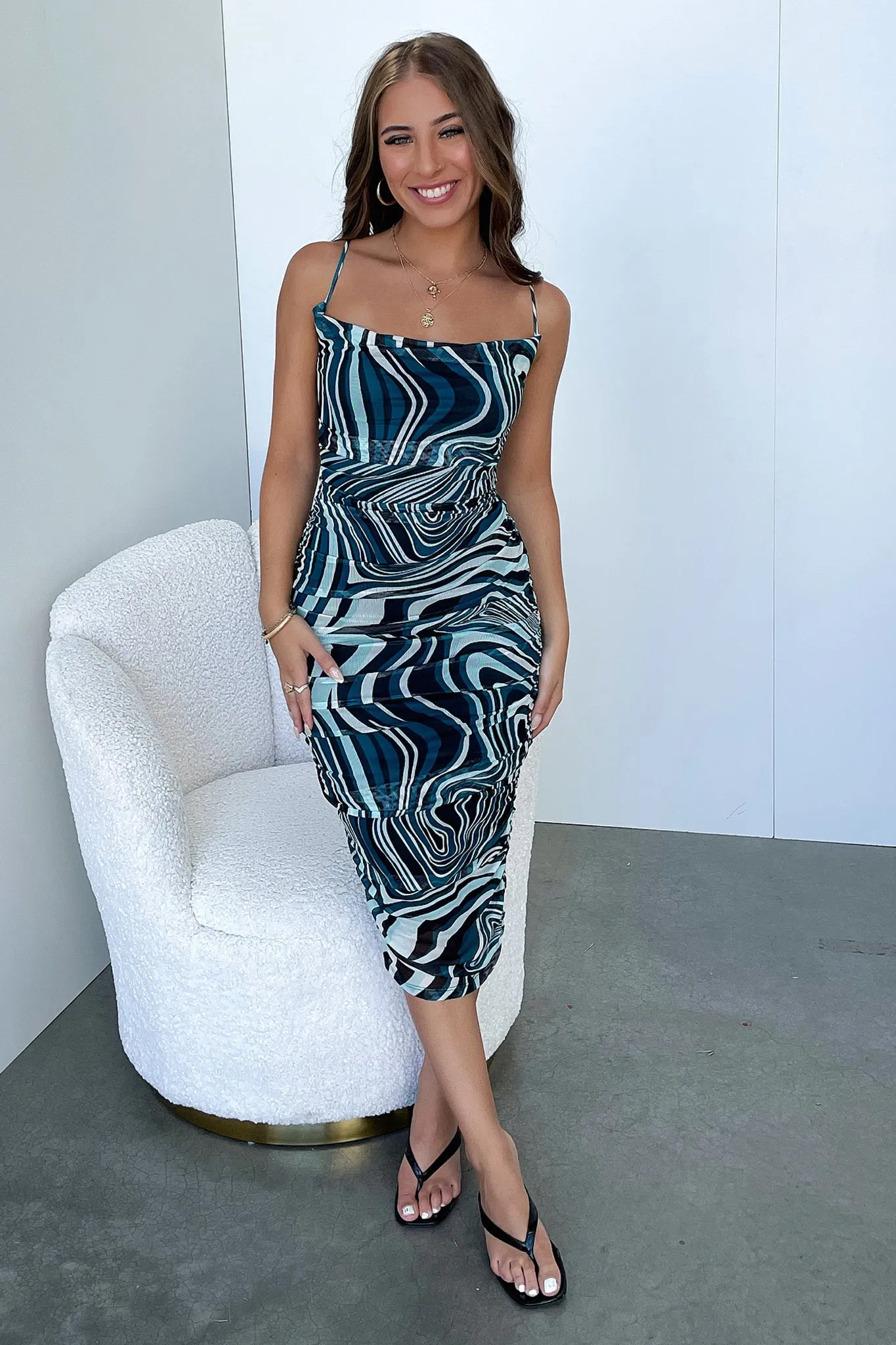 Linda Midi Dress - Green Swirl sold by Thats So Fetch product image thumbnail 3