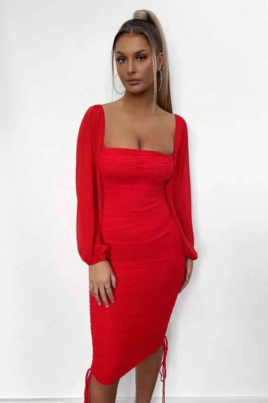 Lorde Midi Dress - Red sold by Thats So Fetch