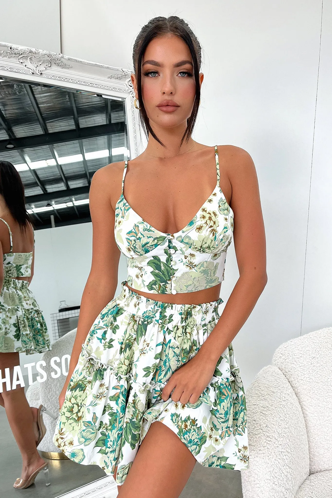 Tahan Crop - Green Floral sold by Thats So Fetch