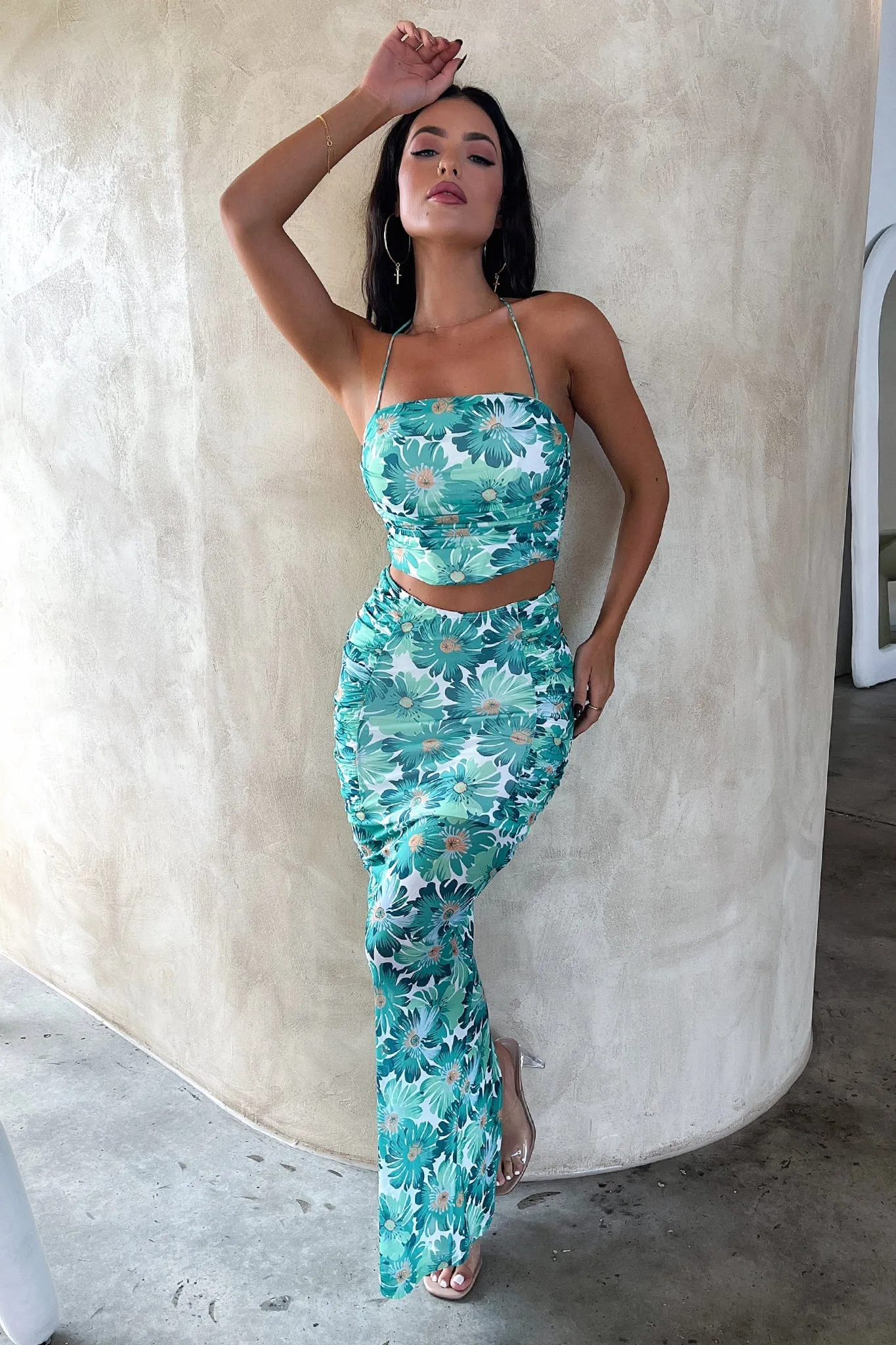 Zari Crop - Green Floral sold by Thats So Fetch