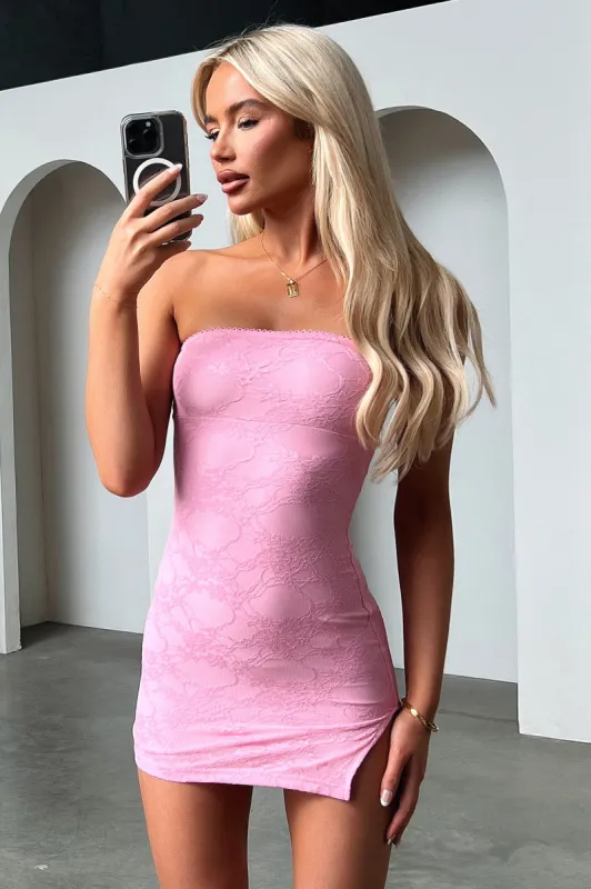 Sedona Lace Strapless Mini Dress - Pink sold by Thats So Fetch