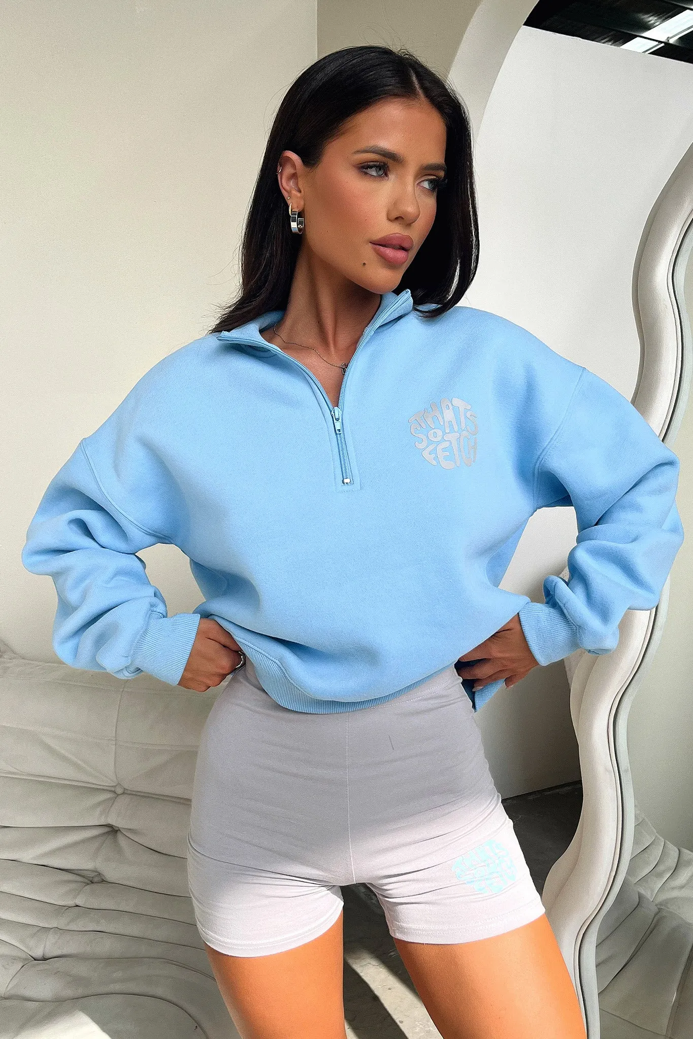 Beckham Half Zip Sweater - Blue sold by Thats So Fetch product image thumbnail 4