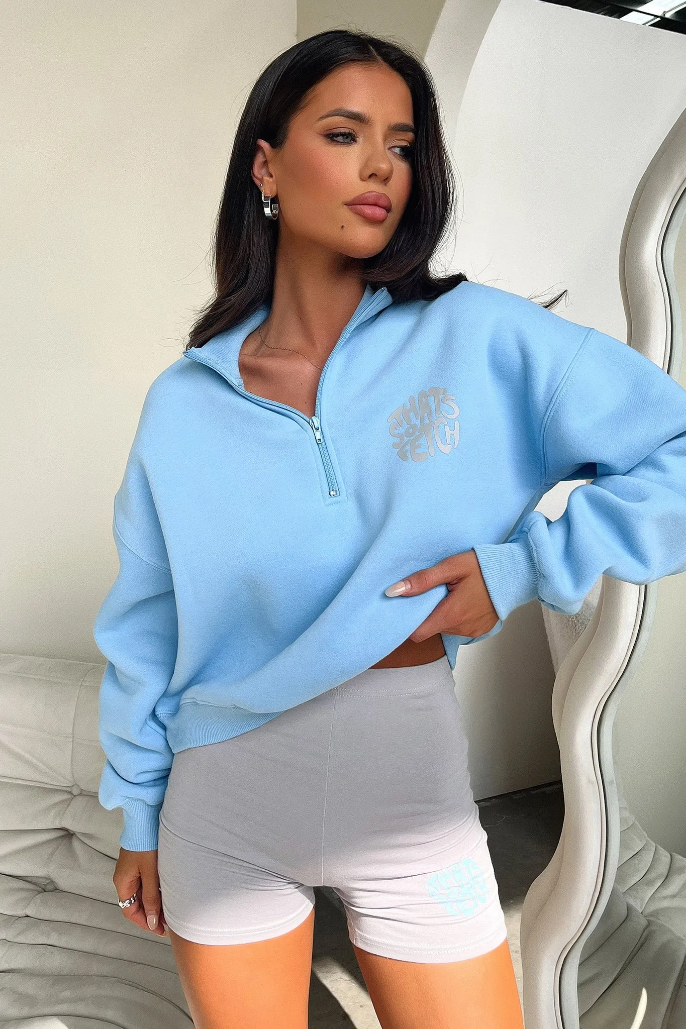 Beckham Half Zip Sweater - Blue sold by Thats So Fetch
