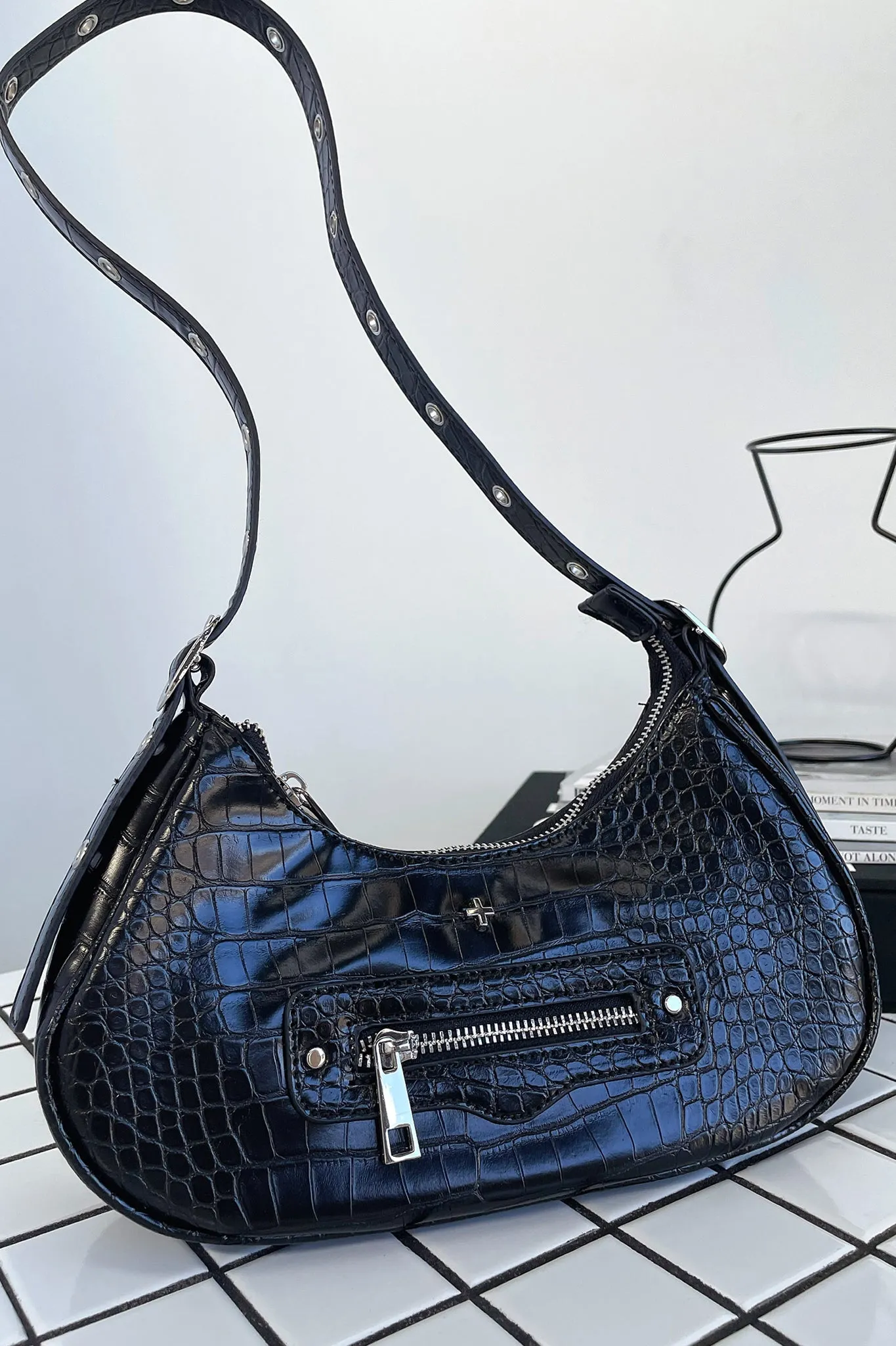 Peta + Jain Moto Bag - Black Croc sold by Thats So Fetch product image thumbnail 4