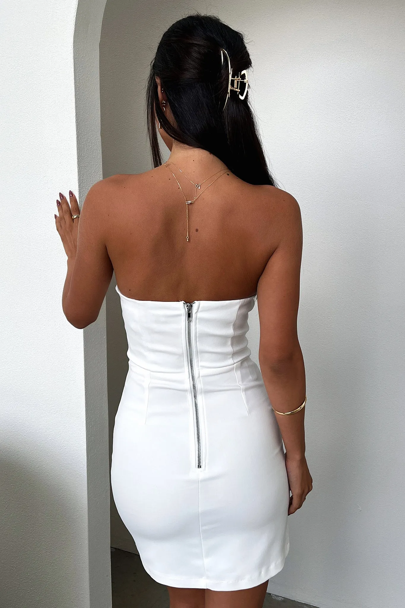 Lane Strapless Mini Dress - White sold by Thats So Fetch product image thumbnail 4