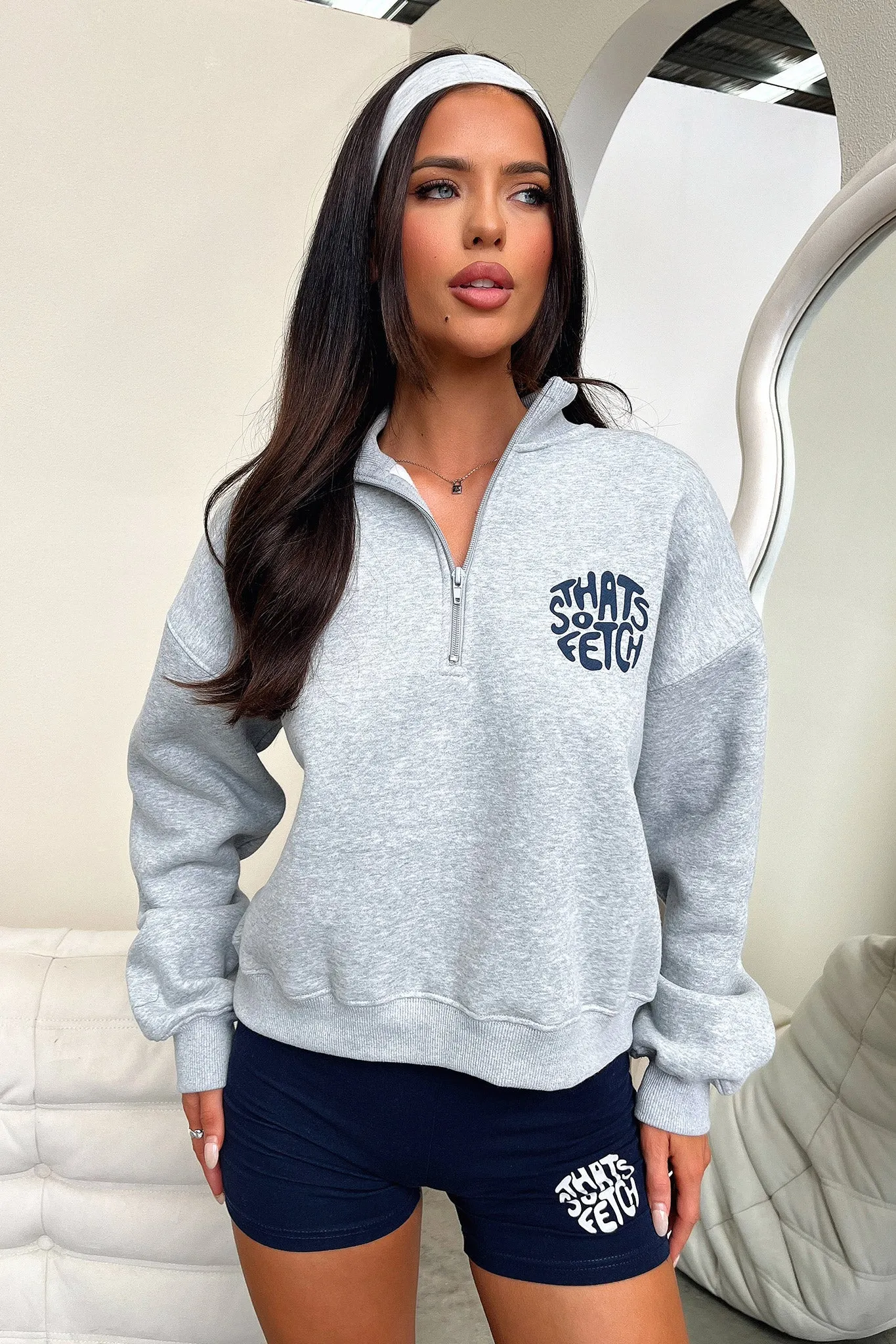 Beckham Half Zip Sweater - Grey sold by Thats So Fetch product image thumbnail 3