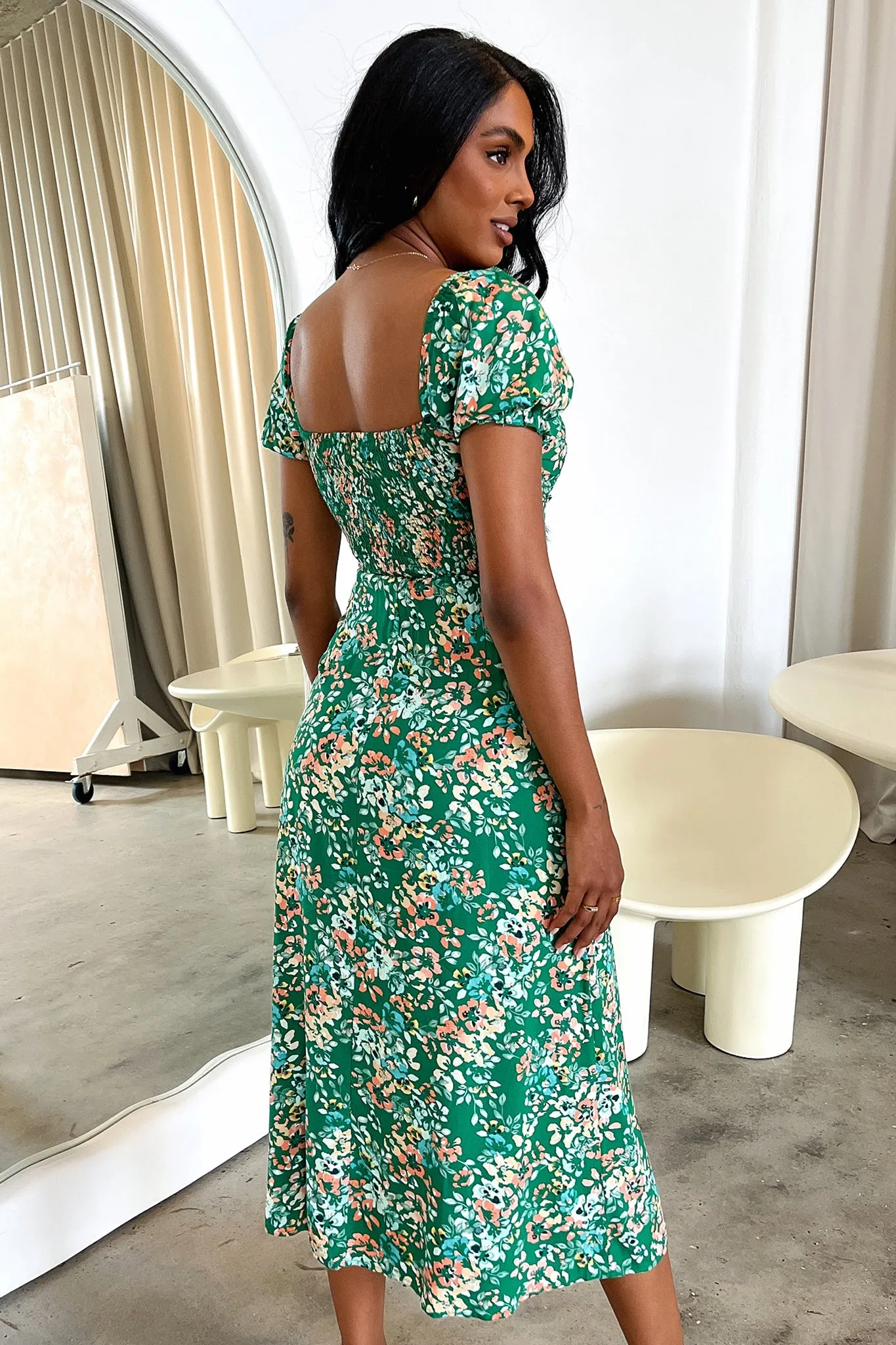 Solem Midi Dress - Dark Green Floral sold by Thats So Fetch product image thumbnail 5