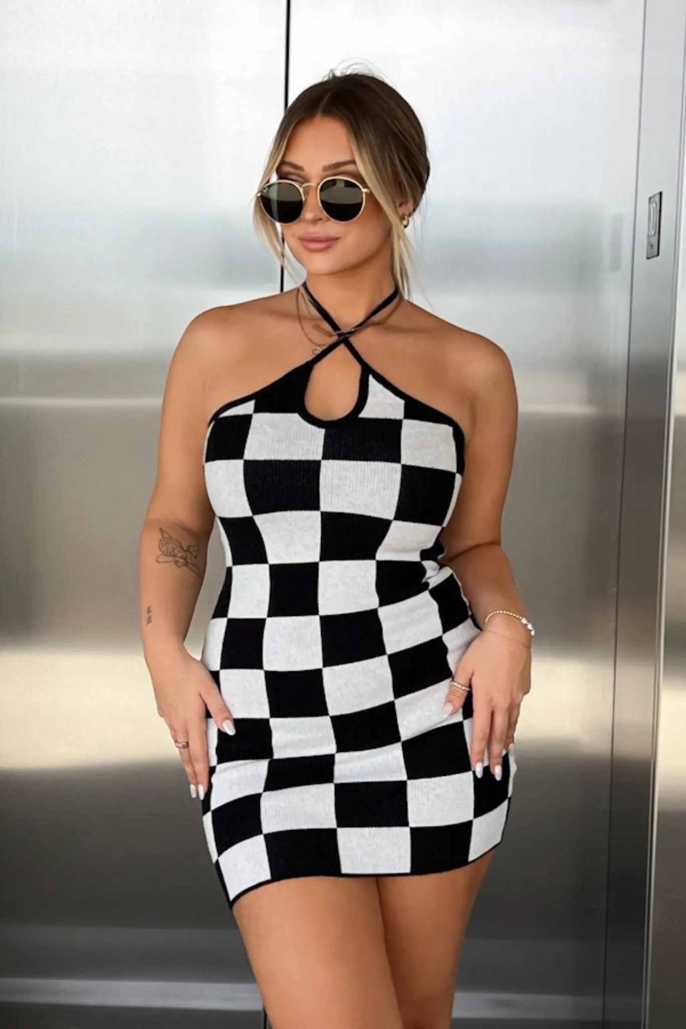 Pollen dress - Black/White Checkered sold by Thats So Fetch