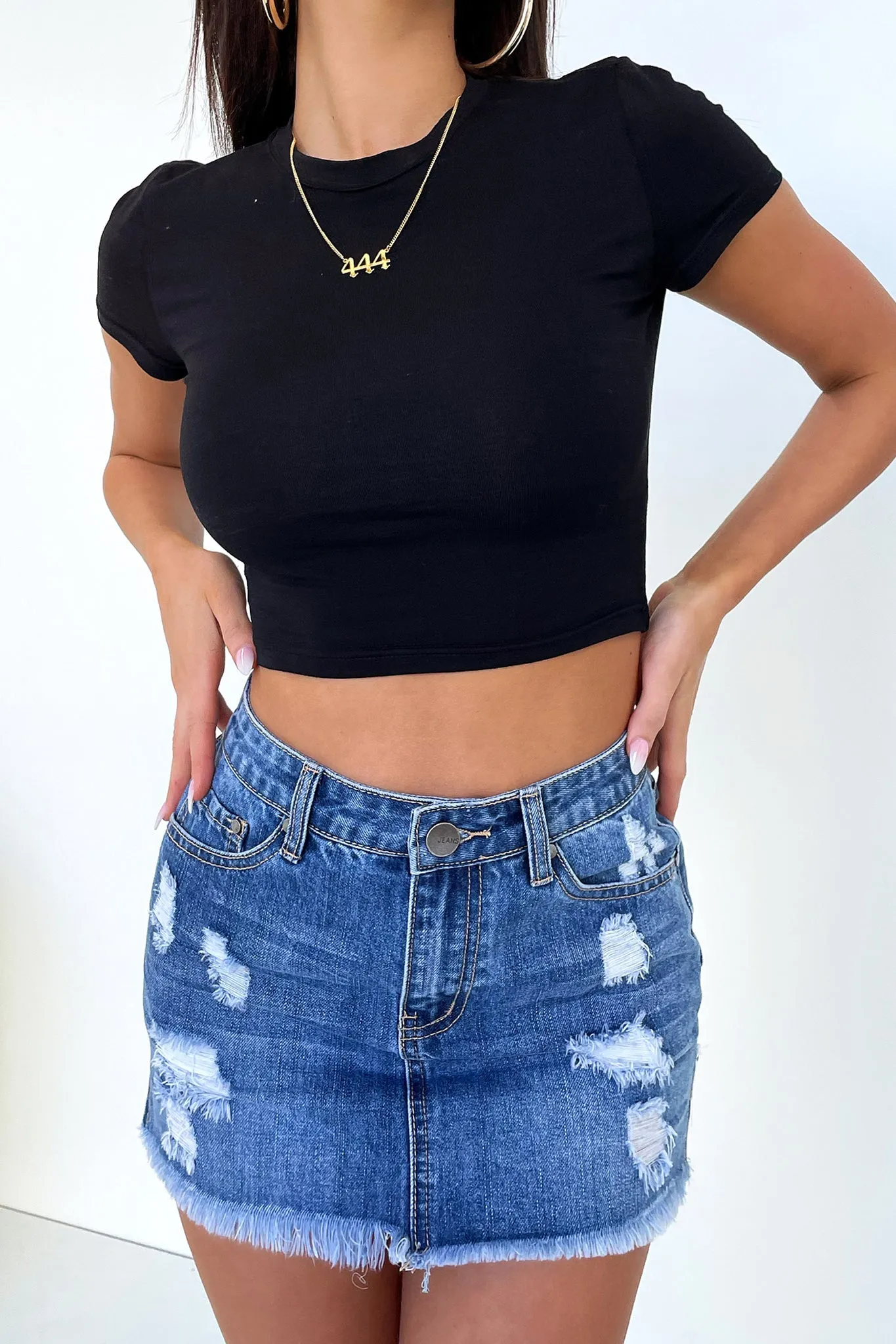 Mabel Mini Skirt - Blue Denim sold by Thats So Fetch product image thumbnail 4