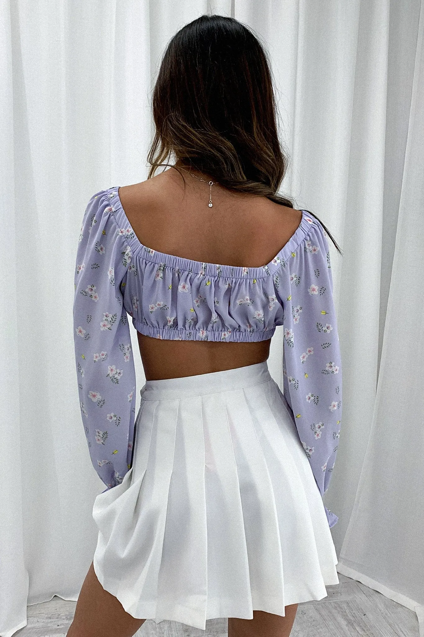 Alicia Long Sleeve Crop - Purple Floral sold by Thats So Fetch product image thumbnail 5