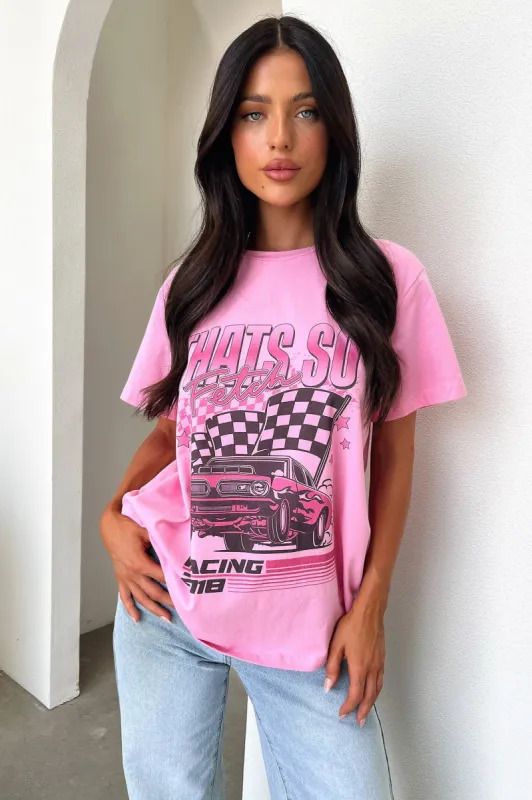 Pitstop Oversized Tee - Pink sold by Thats So Fetch