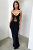 Bridget Lace Trim Tie Front Top - Black sold by Thats So Fetch
