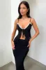 Bridget Lace Trim Tie Front Top - Black sold by Thats So Fetch