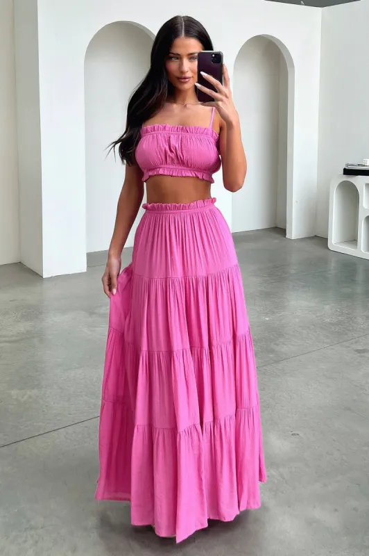 Selina Tiered Maxi Skirt - Pink sold by Thats So Fetch